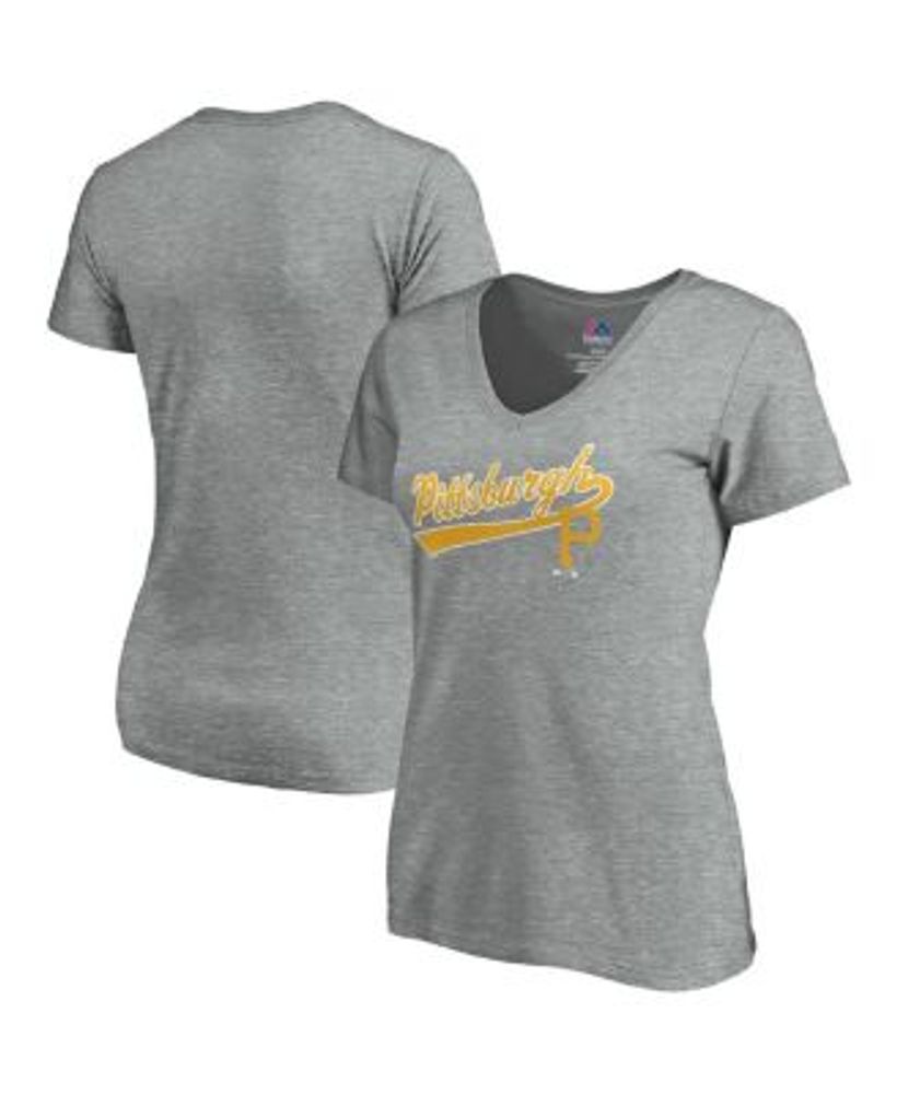 Women's Majestic Heathered Gray Pittsburgh Steelers Plus Size