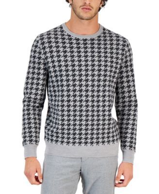 Men's Merino Houndstooth Crewneck Sweater, Created for Macy's