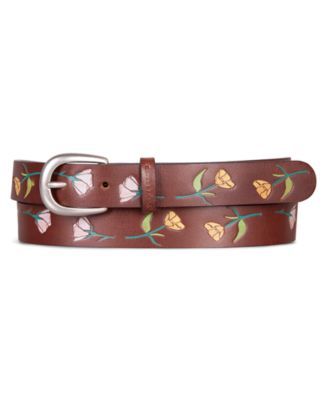 Women's Floral Embossed Leather Belt