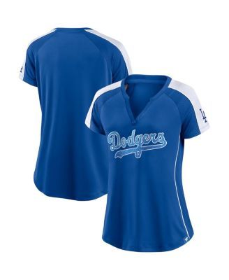 Youth White/Royal Los Angeles Dodgers Pinstripe Raglan V-Neck T-Shirt