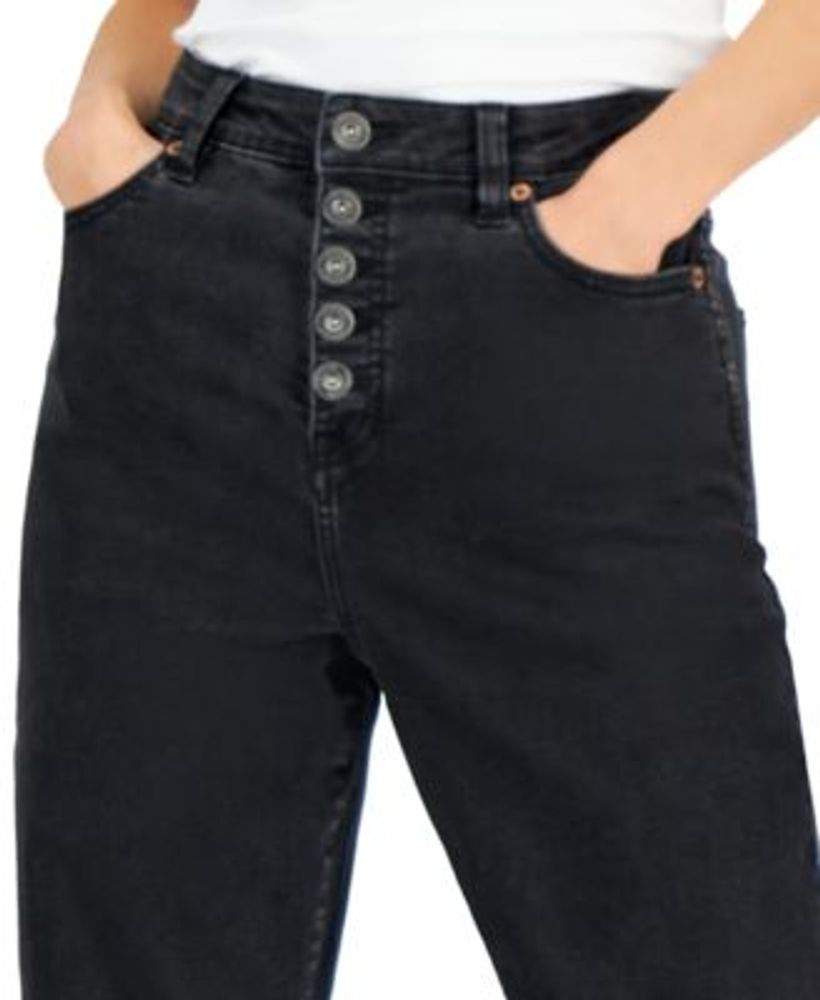 Women's High-Rise Button-Fly Straight-Leg Jeans, Created for Macy's