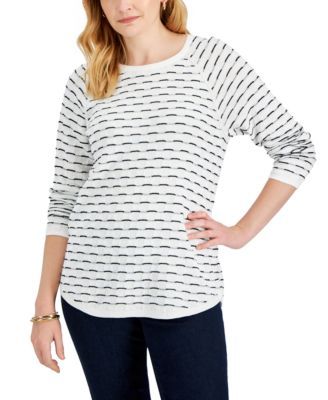 Women's Cotton Tuck-Stitch Sweater, Created for Macy's