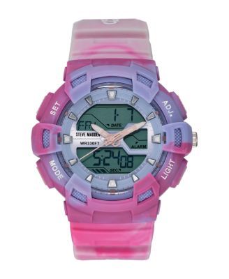 Women's Pink and Lavender Plastic Strap Digital Watch, 50mm