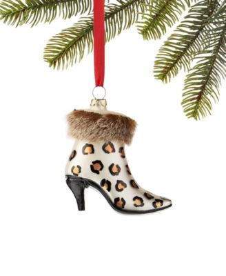 Holiday Lane Fashion Week Glass Leopard Bootie Ornament, Created for Macy's