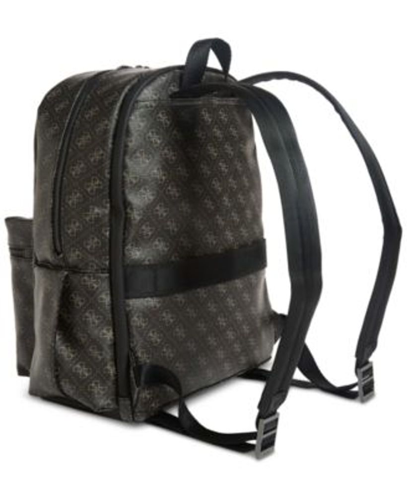 Logo-print faux leather backpack