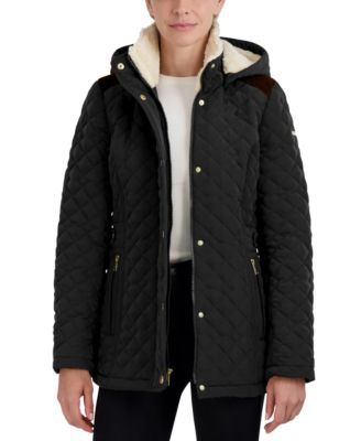 Women's Faux-Fur-Lined Hooded Quilted Coat