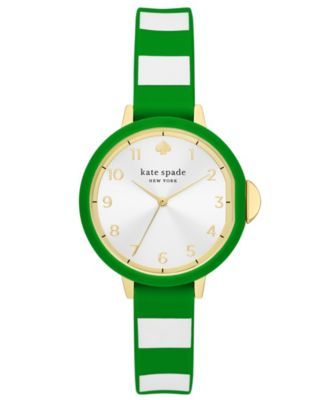 Women's Park Row Watch in Gold-Tone Alloy with Green White Silicone Strap Watch 34mm