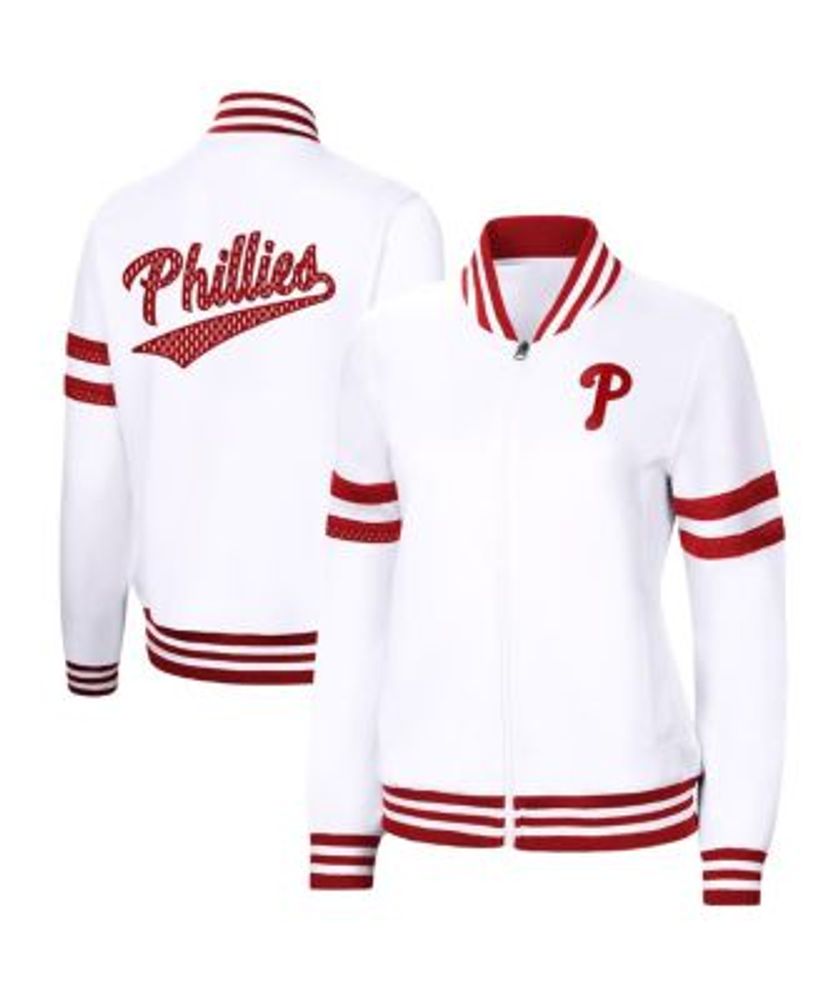 G-III 4Her by Carl Banks Philadelphia Phillies Women's White Pre-Game  Full-Zip Track Jacket