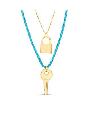 Macy's Diamond Heart Lock Key Pendant Necklace in 18k Gold over