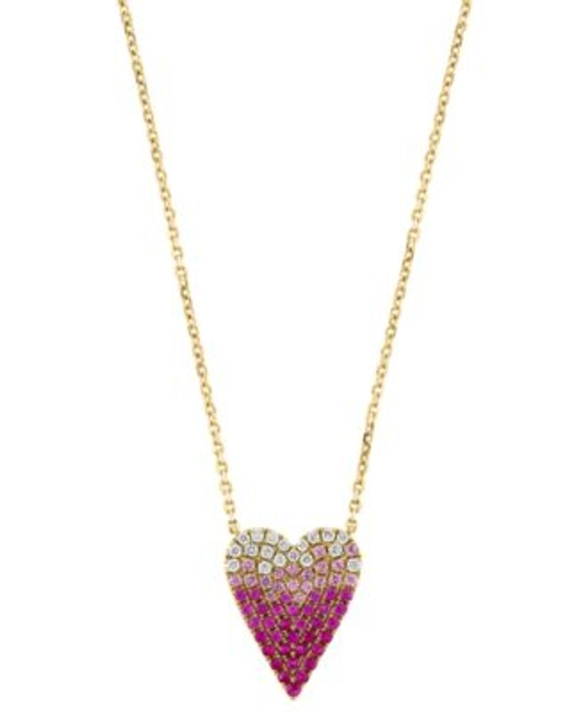 14kt Rose Gold Pink Sapphire Diamond Ombre Small Heart Necklace | Anne Sisteron