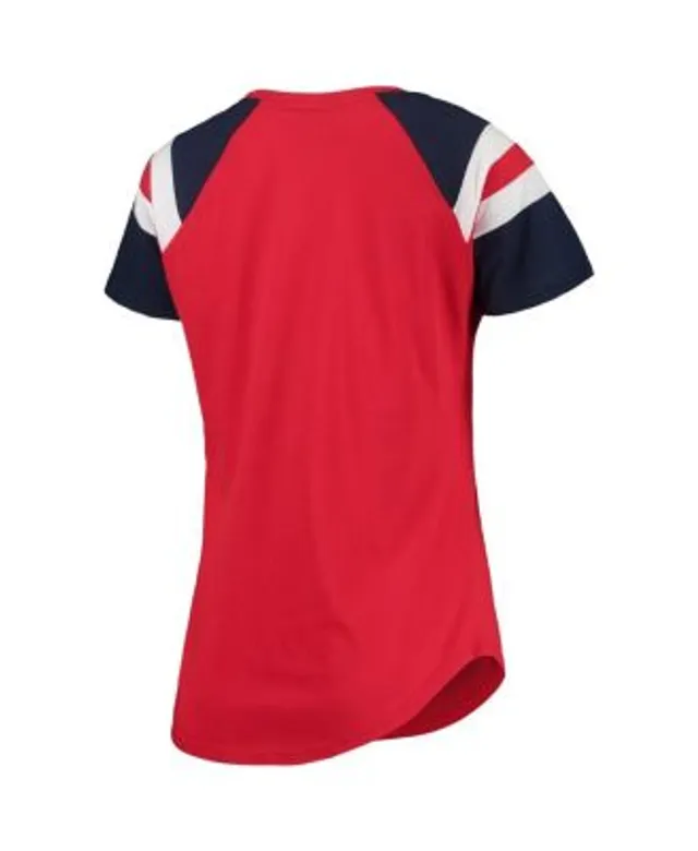 Women's Navy Boston Red Sox Plus Size Diva Notch Neck Raglan T-Shirt