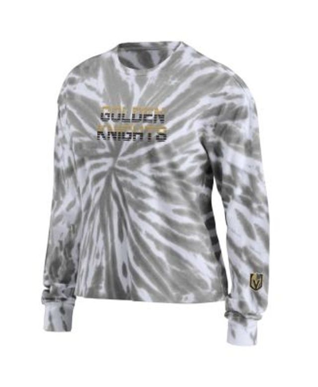 Women's WEAR by Erin Andrews Black Las Vegas Raiders Tie-Dye Cropped Long  Sleeve T-Shirt