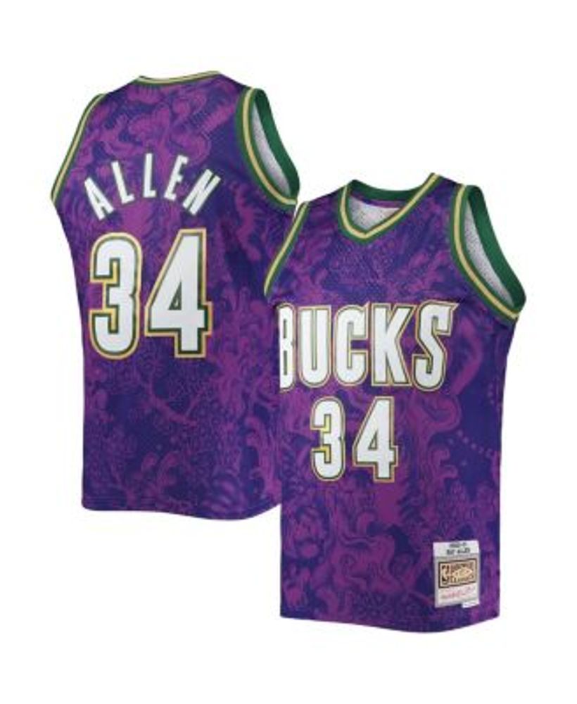 Women's Mitchell & Ness Ray Allen Green Milwaukee Bucks 1996-97 Hardwood Classics Swingman Jersey