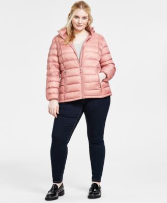 Women's Plus Hooded Packable Down Puffer Coat, Created for Macy's