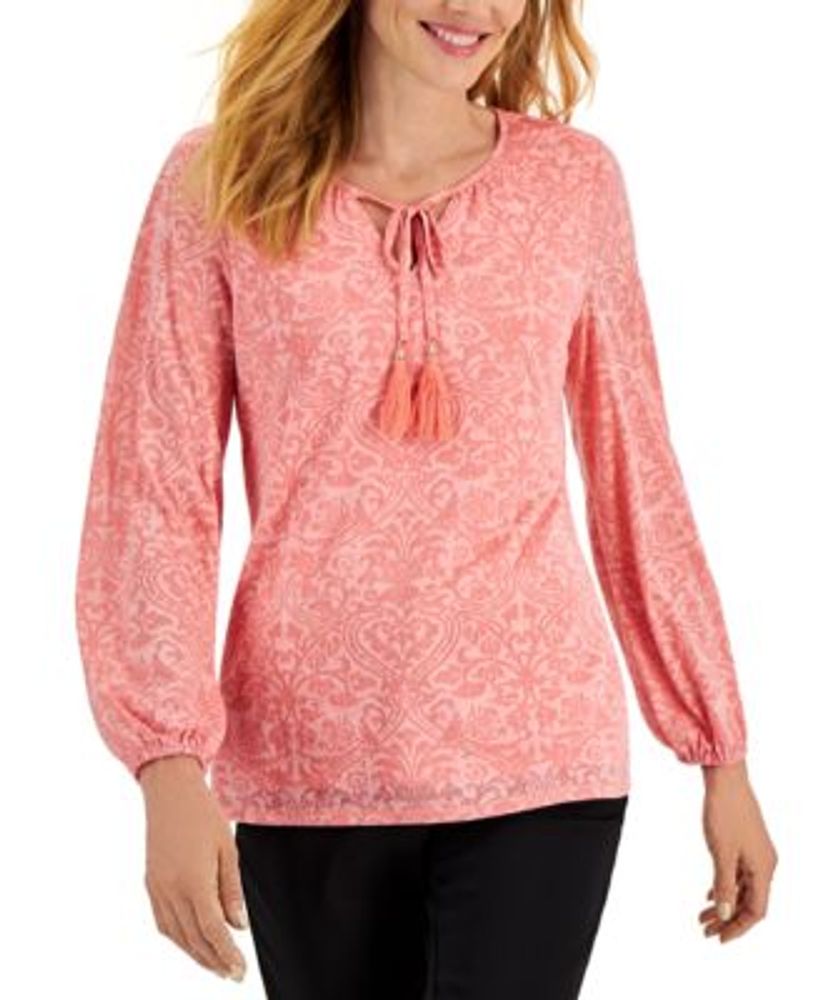 JM Collection Women's Printed Peasant Blouse, Created for Macy's | Fairlane  Town Center