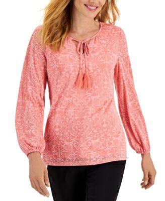 Women's Printed Peasant Blouse, Created for Macy's