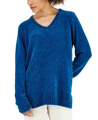 Women's V-Neck Chenille Sweater, Created for Macy's