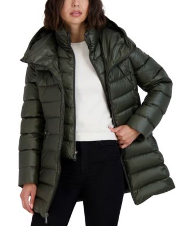 Tahari Women's Shine Bibbed Hooded Puffer Coat | Vancouver Mall