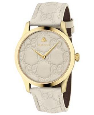 Unisex Swiss G-Timeless Mystic White Leather Strap Watch  38mm