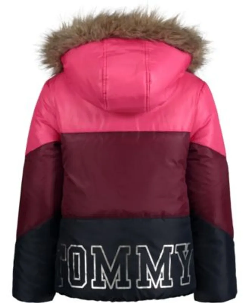 Girls Colorblock Hooded Puffer Jacket