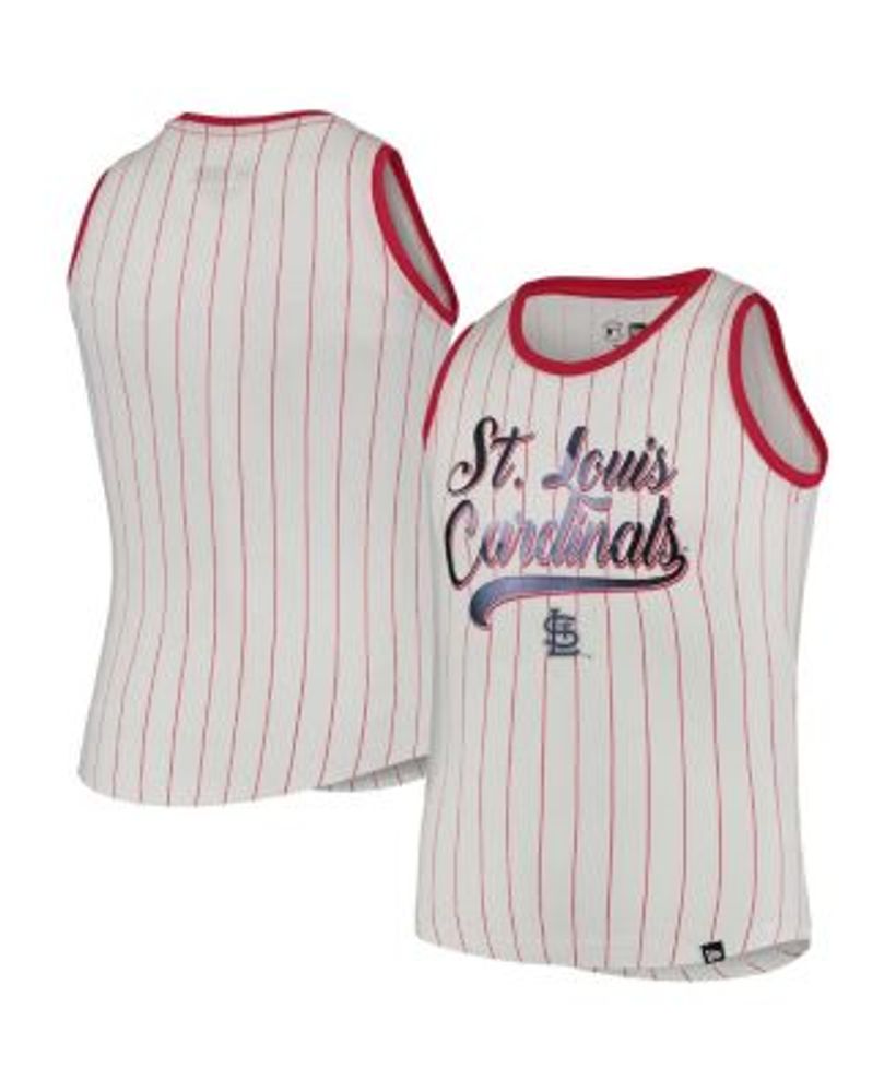 Women's New Era White/Navy Cleveland Indians Team Pinstripe Jersey Tank Top