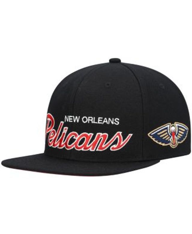 Mitchell & Ness Black New Orleans Pelicans Hardwood Classics Script 2.0 Snapback Hat