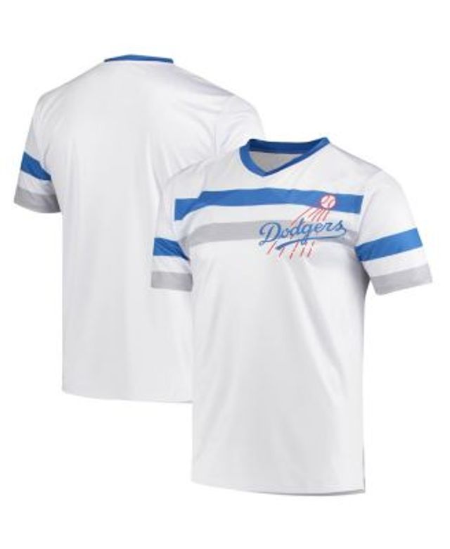 Men's Stitches White Los Angeles Dodgers Cooperstown Collection V-Neck  Jersey