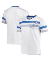 Men's Stitches White Los Angeles Dodgers Cooperstown Collection V-Neck  Jersey