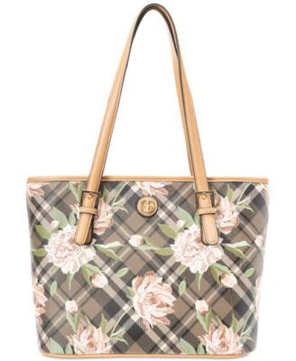 Holiday Plaid Floral Tote, Created for Macy's 