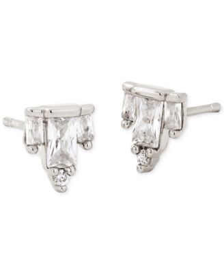 Silver-Tone Pavé & Baguette Crystal Stud Earrings