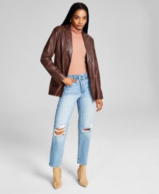 Women's Oversized Faux-Leather Blazer