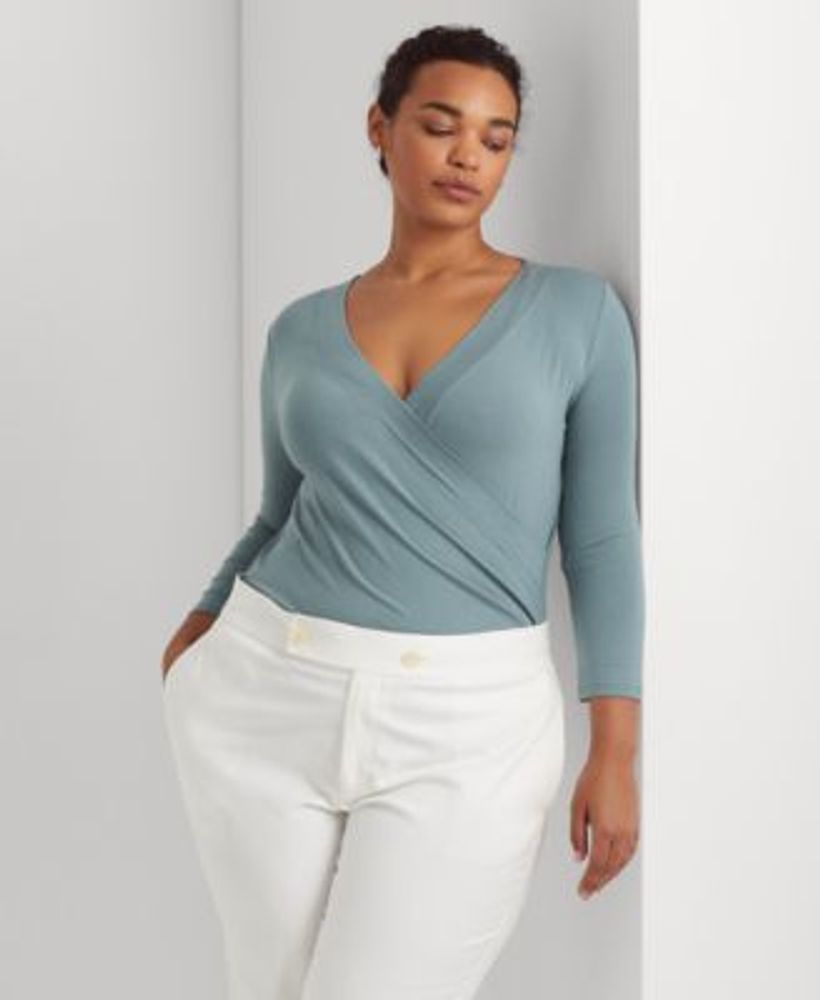 Lauren Ralph Lauren Plus-Size Wrap-Style Jersey Top | Dulles Town Center