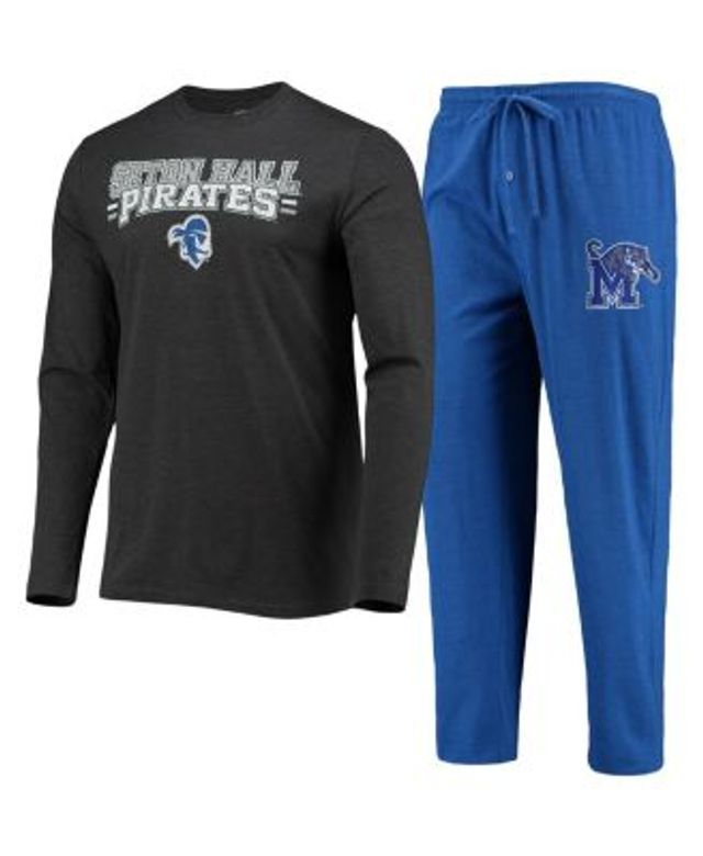 Men's Atlanta Braves Concepts Sport Navy/Charcoal Ensemble Slub Long Sleeve  T-Shirt and Allover Pants Sleep Set