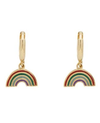 Rainbow Charm Huggies Hoop Closure Earrings