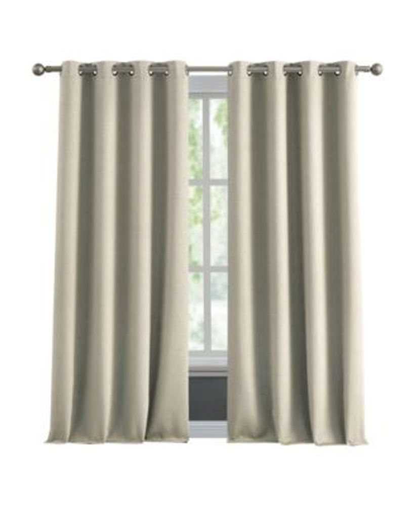 Ebony Thermal Woven Room Darkening Grommet Window Curtain Panel Pair with Tiebacks, 50" x 96"