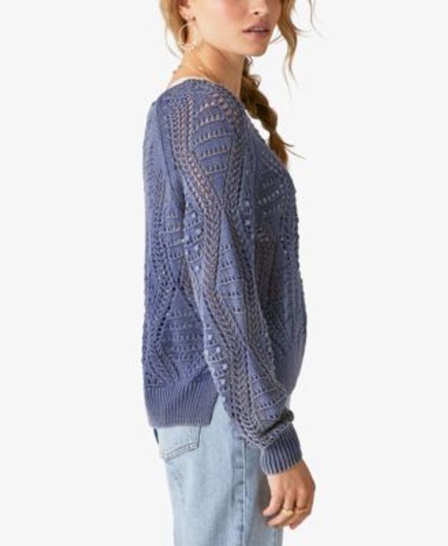 Lucky Brand Women's Cotton Open-Stitch Pullover Sweater - Macy's