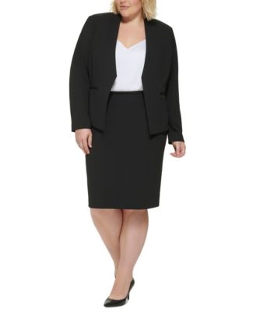 Calvin Klein Women's One-Button Patch Pocket Blazer & Pencil Skirt - Macy's