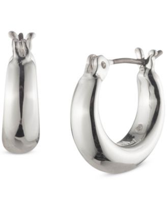 Silver-Tone Small Sculpted Hoop Earrings, 0.5"