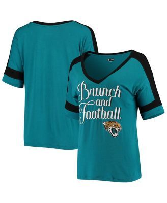 Women's Teal Jacksonville Jaguars Brunch and Football V-Neck T-shirt