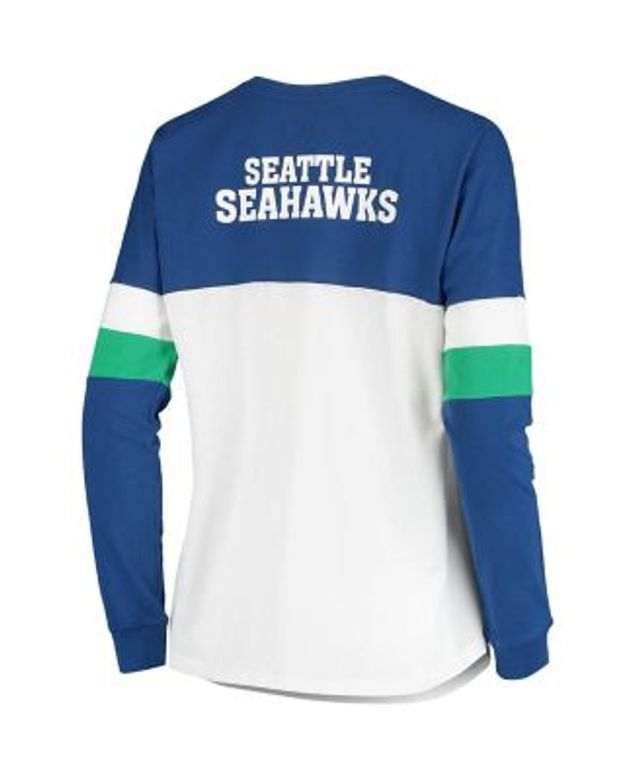 Women's New Era College Navy Seattle Seahawks Raglan Lace-Up T-Shirt Size: Small