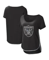 Women's G-III 4Her by Carl Banks Black Las Vegas Raiders Post Season Long  Sleeve V-Neck T-Shirt 