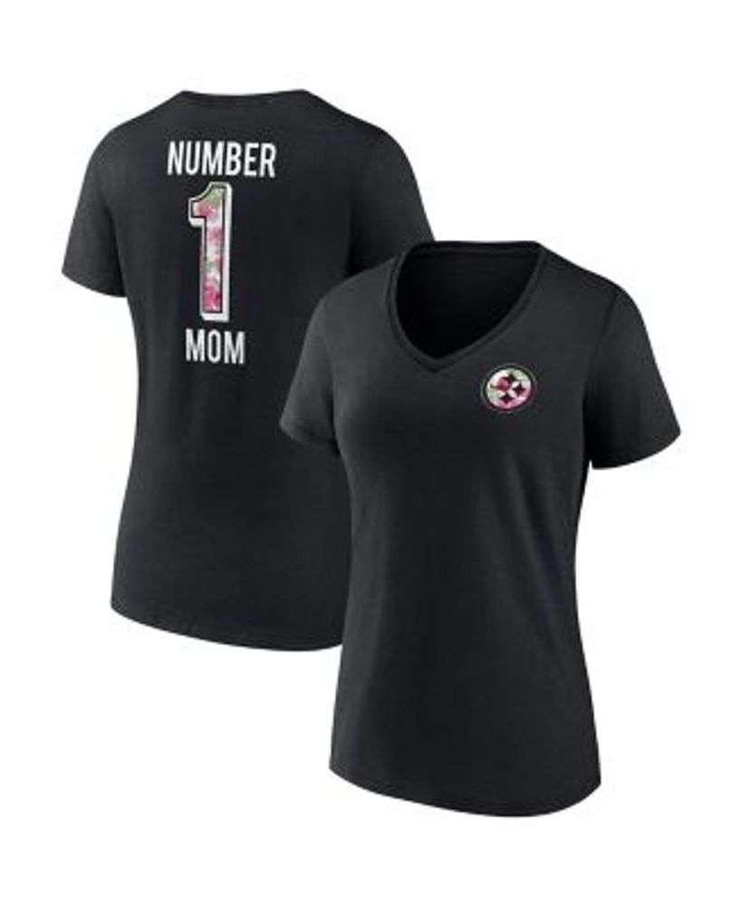 Fanatics Women's Branded Black Pittsburgh Steelers Plus Mother's Day #1 Mom  V-Neck T-shirt