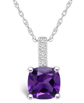Amethyst (2 Ct. T.W.) and Diamond Accent Pendant Necklace in 14K White Gold