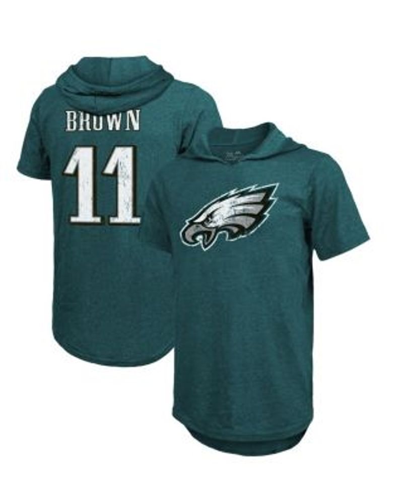 Majestic Men's Threads A.J. Brown Midnight Green Philadelphia Eagles Player  Name & Number Short Sleeve Hoodie T-shirt