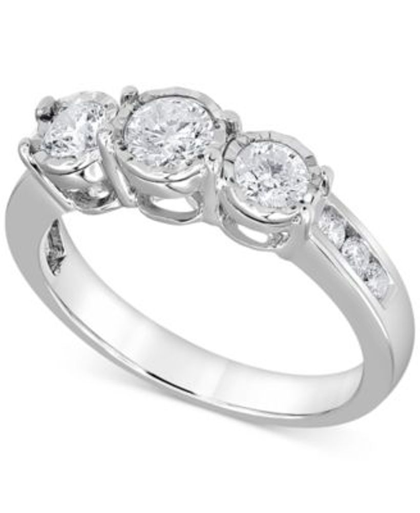 Macy's Men's Nine-Stone Diamond Ring in 10k White Gold (1/4 ct