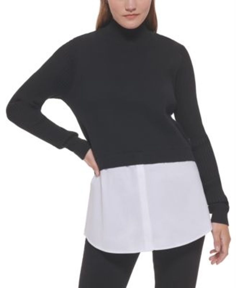 Women's Mixed Media Long-Sleeve Sweater