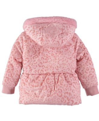 S. Rothschild Little Girls Long Sleeve Flocked Parka with Mittens Jacket