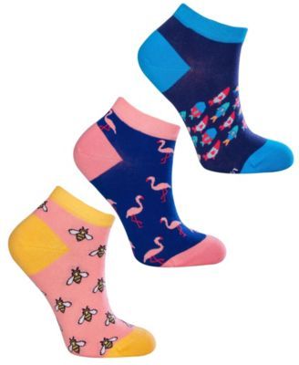 Women's Ankle Bundle 2 W-Cotton Novelty Socks with Seamless Toe, Pack of 3