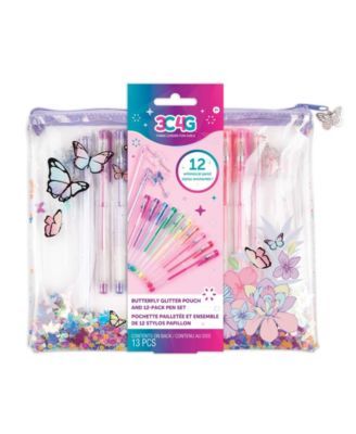 Butterfly Glitter Pouch and Pen, Set of 13