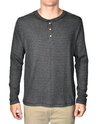 Men's Yarn-Dyed Ribbed Long Sleeve Henley Shirt